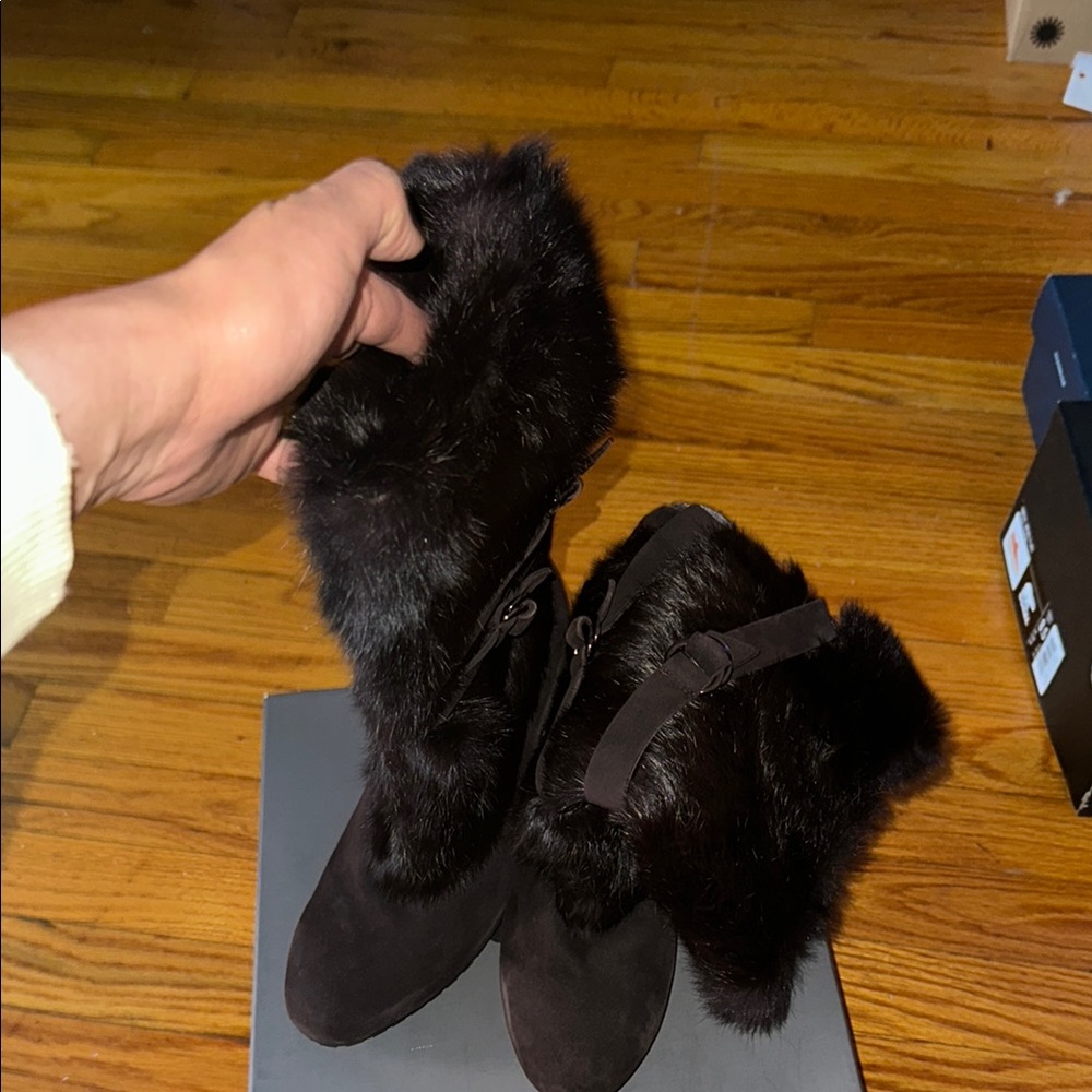 Aquatalia Brown Real Fur Boots size 8